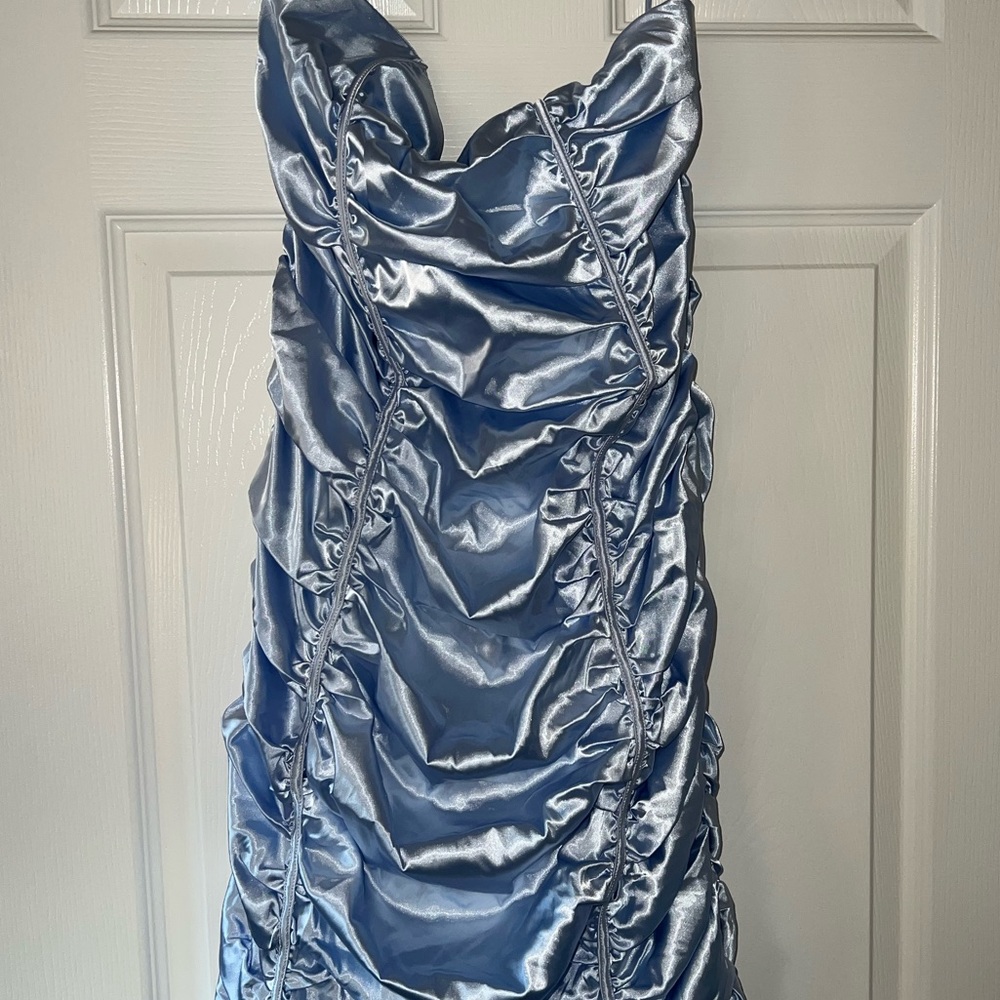 Fashion Nova satin mini dress. Light blue. 2X. Never worn, tagged.